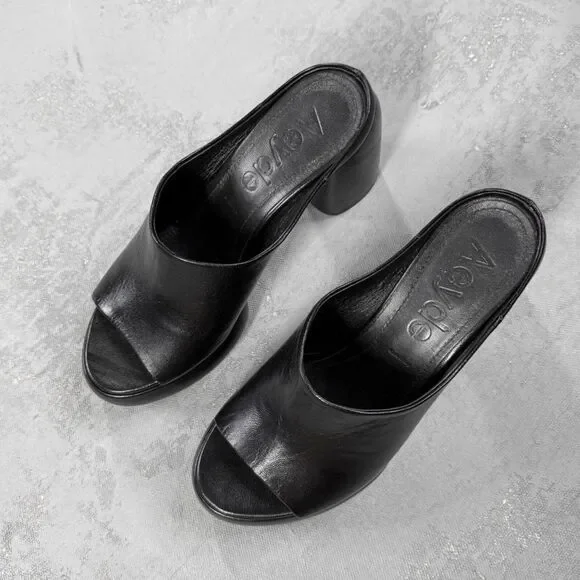 Aeyde Black Leather Platform Sandals Size EU 36, US 5 - Picture 3 of 8